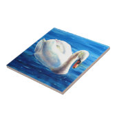 Carreau Peinture d'aquarelle de cygne blanc, sauvagine, oi (Côté)