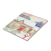 Carreau Peinture d'aquarelle de la maison neige (Côté)