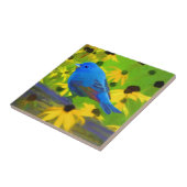 Carreau Peinture de Bunting Indigo - Art original pour ois (Côté)