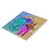 Carreau Peinture de chat abstraite Kitty Love (Côté)