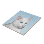 Carreau Peinture de chat blanc - Cute Original Cat Art (Côté)