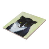 Carreau Peinture de chat Tuxedo - Cute Original Cat Art (Côté)