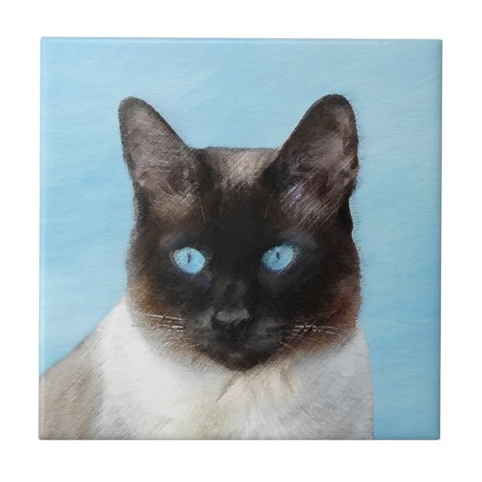 Carreau Peinture de chats de Siamese - Cute Original Cat A (Devant)
