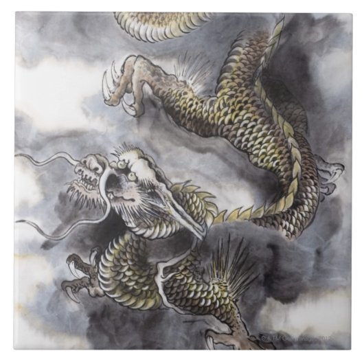 Carreau Peinture de chinois traditionnel, année du dragon (Devant)
