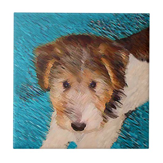 Carreau Peinture de chiot Terrier Fox - Art de chien origi (Devant)