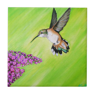 Carreau Peinture de colibri et de Lilac