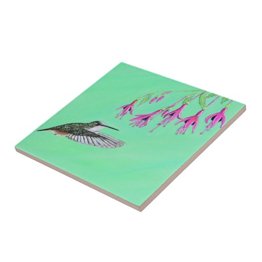 Carreau Peinture de colibri et Fuchsia (Côté)