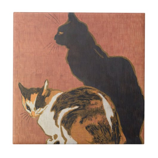 Carreau Peinture de deux chats vintages Steinlen (Devant)