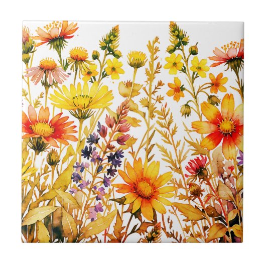 Carreau Peinture de fleurs sauvages colorées (Devant)