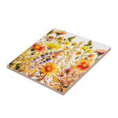 Carreau Peinture de fleurs sauvages colorées (Côté)