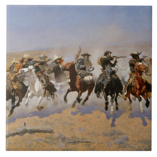 Carreau Peinture de Frederic Remington “Dash For The Timbe (Devant)