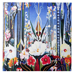 Carreau Peinture de Joseph Stella, Fleurs Italie
