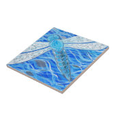 Carreau Peinture de libellules bleues et argentées (Côté)