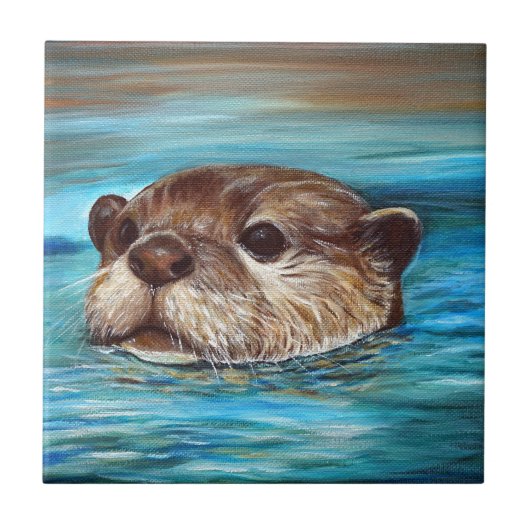 Carreau Peinture de loutre de rivière (Devant)