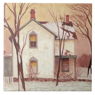Carreau Peinture de maison de ferme par l'artiste canadien
