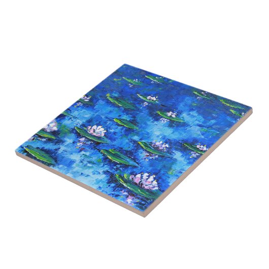 Carreau Peinture de nénuphar, art de fleur, fleurs (Côté)