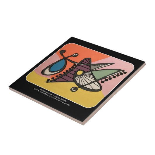 Carreau Peinture de papillon de mod de la moitié du siècle (Côté)