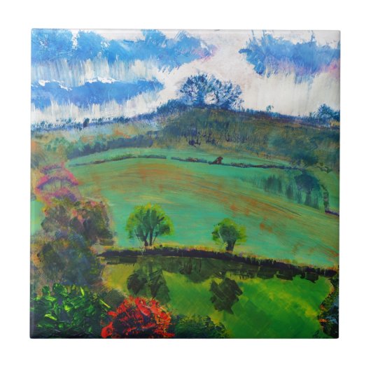 Carreau Peinture de paysage de campagne de Devon (Devant)
