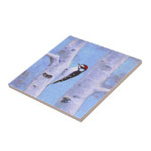 Carreau Peinture de Pic Downy - Oiseau original (Côté)