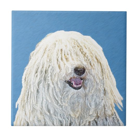 Carreau Peinture de Puli - art original mignon de chien (Devant)