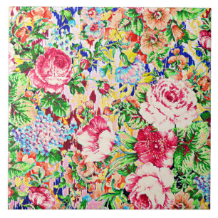 Carreau Peinture de roses colorée mignonne
