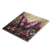 Carreau Peinture de rosier papillon violet (Côté)