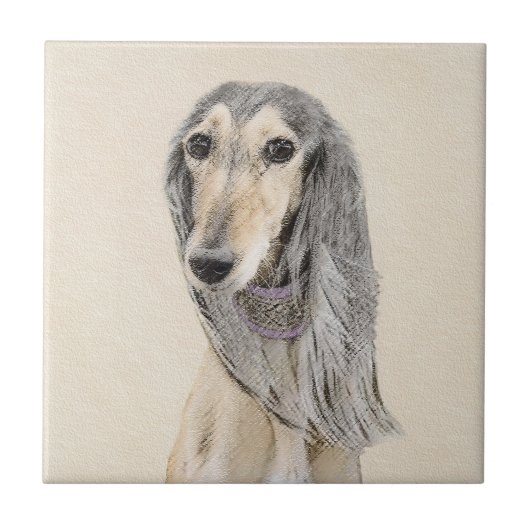 Carreau Peinture de Saluki (Faune) - Cute Original Chien A (Devant)
