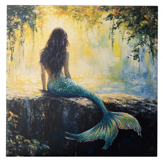 Carreau Peinture de Sirène dans la Crique (Devant)