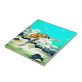 Carreau Peinture de tortue de mer Belle Mer Bleue (Côté)