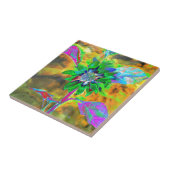 Carreau Peinture de tournesol abstraite rétro or vert (Côté)