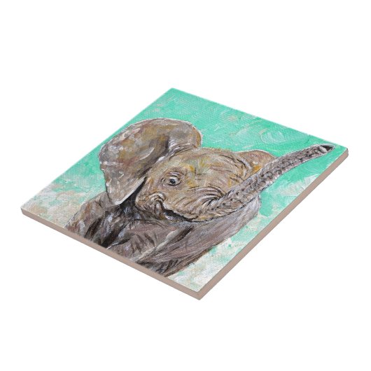 Carreau Peinture des éléphants de bébé (Côté)