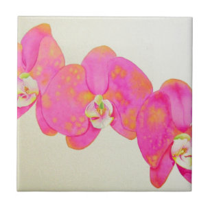 Carreau Peinture d'orchidée à l'aquarelle rose