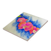 Carreau Peinture d'orchidée romantique orange rose (Côté)