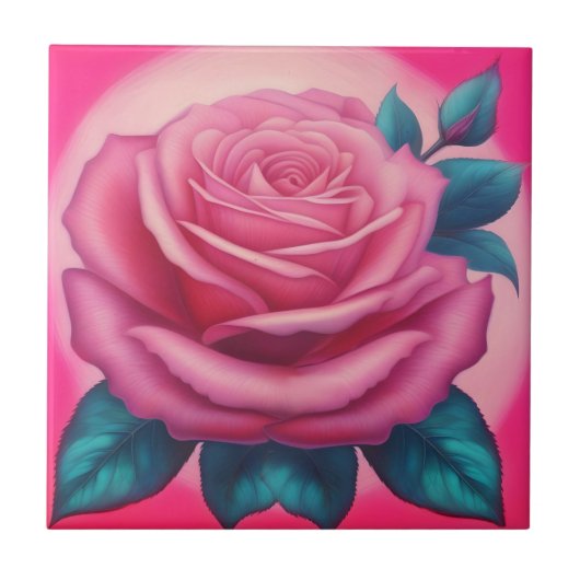 Carreau Peinture d'une rose néon (Devant)