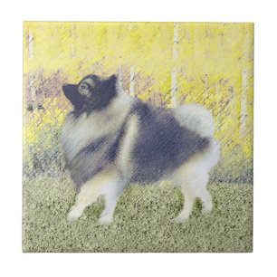 Carreau Peinture en teint de Keeshond - jolie art original