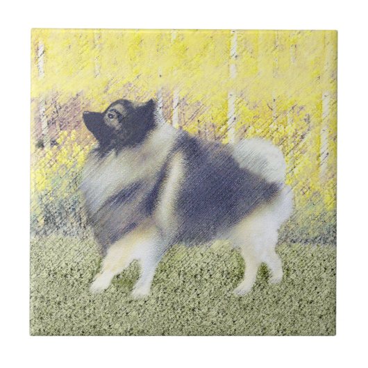 Carreau Peinture en teint de Keeshond - jolie art original (Devant)