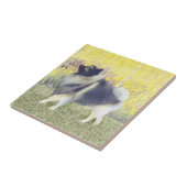 Carreau Peinture en teint de Keeshond - jolie art original (Côté)