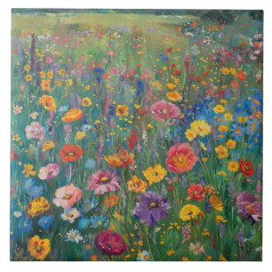 Carreau peinture fleur sauvage aquarelle