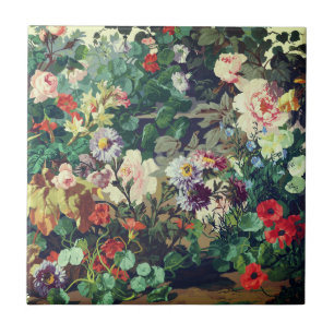 Carreau Peinture florale de fleurs colorées vintage