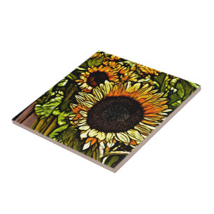 Carreau peinture impressionniste pays tournesol jaune