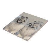 Carreau Peinture Keeshond Brothers - Art Chien original (Côté)