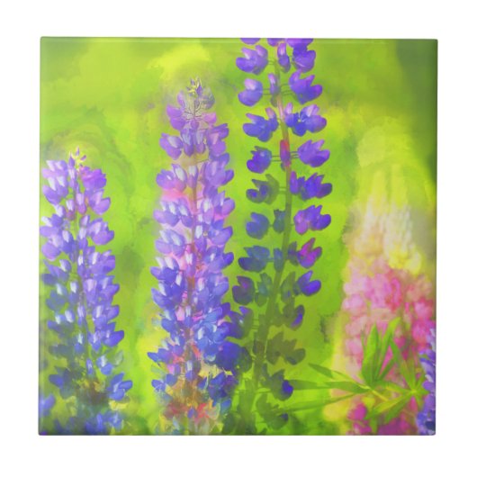 Carreau Peinture Lupine - Art Fleur Original (Devant)