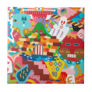 Carreau Peinture murale de graffitis Abstraits Pastel