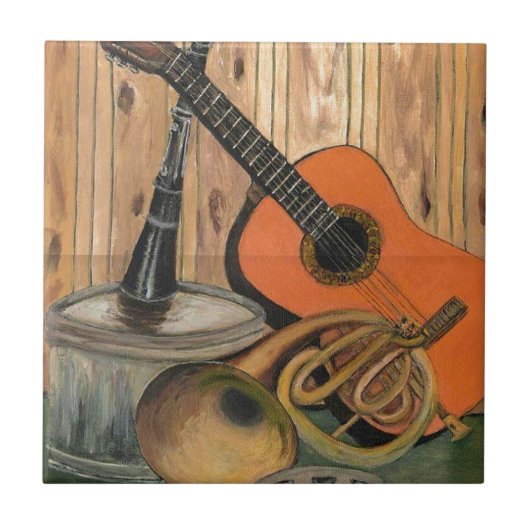 Carreau Peinture Musique-orientée d'art de guitare (Devant)