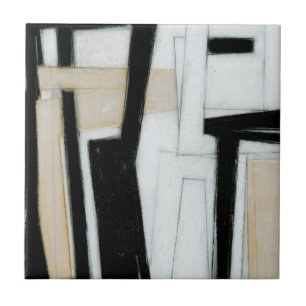 Carreau Peinture noire et blanche abstraite