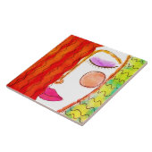 Carreau Peinture numérique Abstraite à cheveux rouges (Côté)