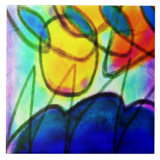Carreau Peinture numérique Abstraite colorée (Devant)