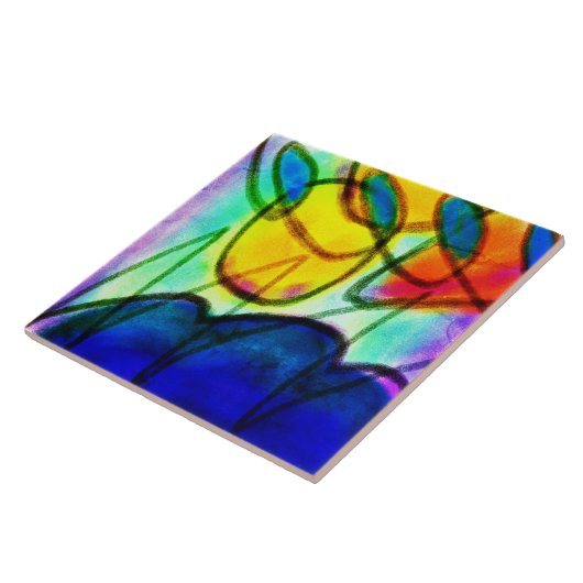 Carreau Peinture numérique Abstraite colorée (Côté)