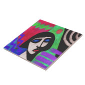 Carreau Peinture numérique Abstraite colorée d'une femme (Côté)