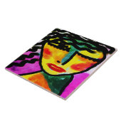 Carreau Peinture numérique Abstraite colorée d'une femme (Côté)